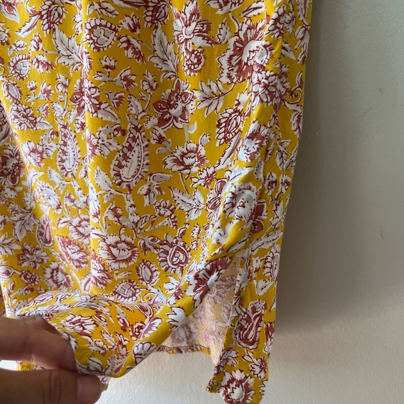 Old Navy Sz L Halter Yellow Floral Tank Top Square Neck Camisole Pullover - Picture 4 of 6